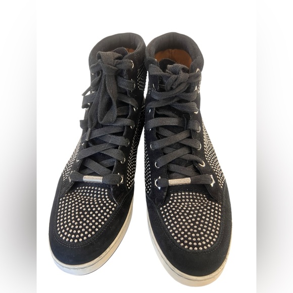 Jimmy Choo Black Lace  Suede Tokyo High Top Sneakers - Picture 2 of 8